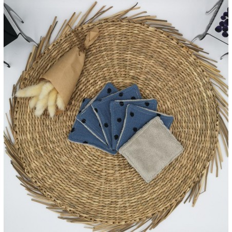 Lingettes démaquillantes lavables bleu jean