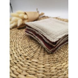 Lingettes démaquillantes lavables lie de vin