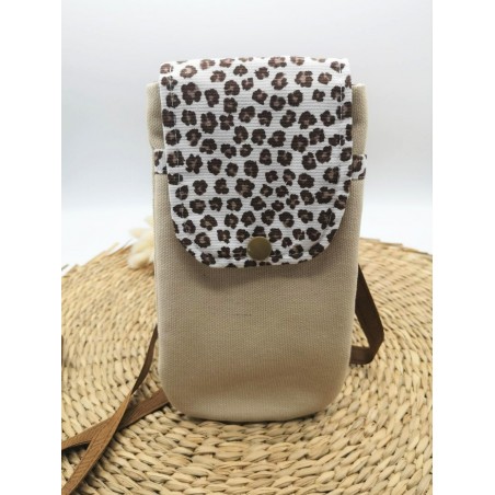 Pochette bandoulière téléphone beige
