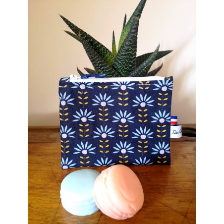 Pochette à savon imperméable bleu marine Création artisanale