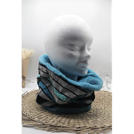 Tour de cou / Snood rayé bleu gris