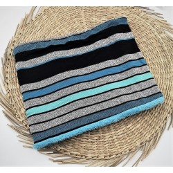 Tour de cou / Snood rayé bleu gris