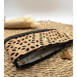 Trousse Pochette M liège et simili noir
