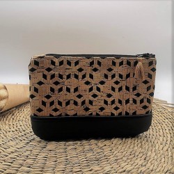 Trousse Pochette M liège et simili noir
