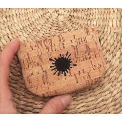 Porte Cartes liège naturel coton noir Création artisanale fantaisie