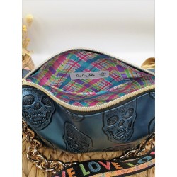 Sac bandoulière EMMA similicuir bleu fantaisie Création artisanale