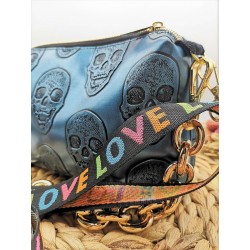 Sac bandoulière EMMA similicuir bleu fantaisie Création artisanale