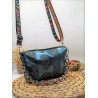Sac bandoulière EMMA similicuir bleu fantaisie Création artisanale