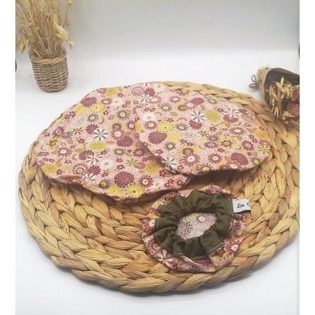 Lot 3 charlottes couvre-plats rose kaki