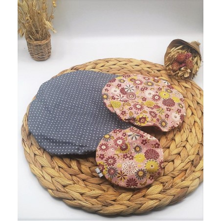 Lot 3 charlottes couvre-plats gris rose