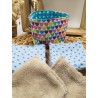 Panier similicuir et Lingettes démaquillantes cœurs multicolores