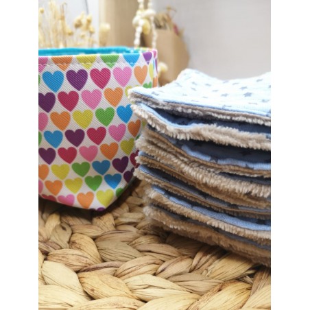 Panier similicuir et Lingettes démaquillantes cœurs multicolores