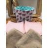 Panier similicuir et Lingettes lavables réutilisables rose pastèque