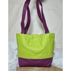 Sac BOISSY poisson en similicuir prune vert pomme - Artisanat fantaisie