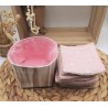 Panier similicuir et Lingettes lavables réutilisables beige