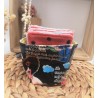 Panier similicuir et Lingettes lavables réutilisables corail