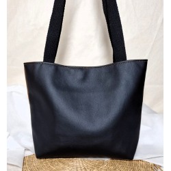 Sac cabas BOISSY trio similicuir caramel doré noir - Artisanat fantaisie