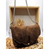 Sac bandoulière NUAGE suédine marron chocolat - Artisanat fantaisie