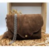 Sac bandoulière NUAGE suédine marron chocolat - Artisanat fantaisie