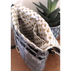 Sac bandoulière LOUISE tweed gris rose Création artisanale