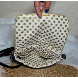 Sac bandoulière LOUISE tweed gris rose Création artisanale