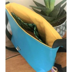 Sac bandoulière LOUISE similicuir turquoise ananas Création artisanale