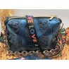 Sac bandoulière EMMA similicuir bleu fantaisie Création artisanale