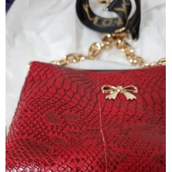 Sac bandoulière EMMA similicuir rouge dragon Création artisanale