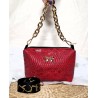 Sac bandoulière EMMA similicuir rouge dragon Création artisanale