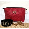 Sac bandoulière EMMA similicuir rouge dragon Création artisanale