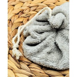 Fleur de douche lavable réutilisable gris coton Création artisanale