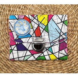 Porte-monnaie CLARA similicuir multicolore tendance Picasso Création artisanale fantaisie