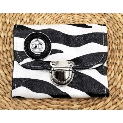 Porte-monnaie CLARA similicuir noir blanc zébré Création artisanale fantaisie