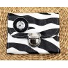 Porte-monnaie CLARA similicuir noir blanc zébré Création artisanale fantaisie