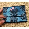 Porte-monnaie CLARA similicuir bleu métal tête de mort Création artisanale fantaisie