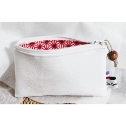 Portemonnaie TINA zippé en similicuir blanc étoile argentée Création artisanale fantaisie