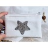 Portemonnaie TINA zippé en similicuir blanc étoile argentée Création artisanale fantaisie