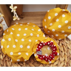 Charlottes couvre-plats lavables réutilisables coton enduit rouge jaune