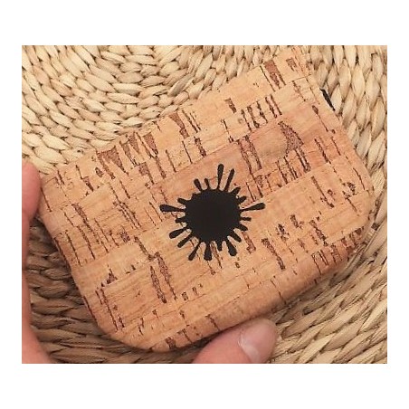 Porte Cartes liège naturel coton noir Création artisanale fantaisie