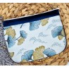 Trousse Pochette L en velours bleu et jacquard tendance Création artisanale fantaisie