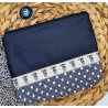 Trousse Pochette L en similicuir bleu marine et coton thème Gorjuss Création artisanale fantaisie