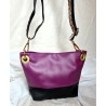 Sac bandoulière PAULINE similicuir noir prune intemporel Création artisanale