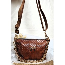 Sac bandoulière EMMA simili cuir marron caramel Création artisanale fantaisie