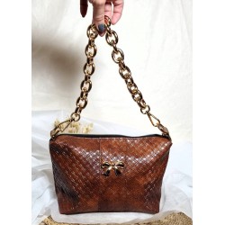 Sac bandoulière EMMA simili cuir marron caramel Création artisanale fantaisie