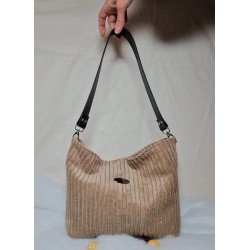 Sac hobo CHARLOTTE velours noisette marron Création artisanale fantaisie