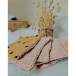 Lingettes démaquillantes lavables réutilisables moutarde à pois