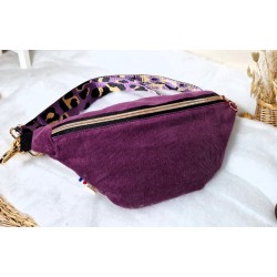 Sac banane MAIA velours côtelé milleraies violet chic et tendance Création artisanale