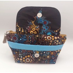 Trousse maquillage à rabat turquoise