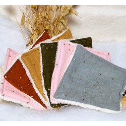 Lingettes démaquillantes lavables réutilisables multicolores artisanale