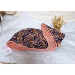 Serviette turban cheveux violet paysley Confection artisanale